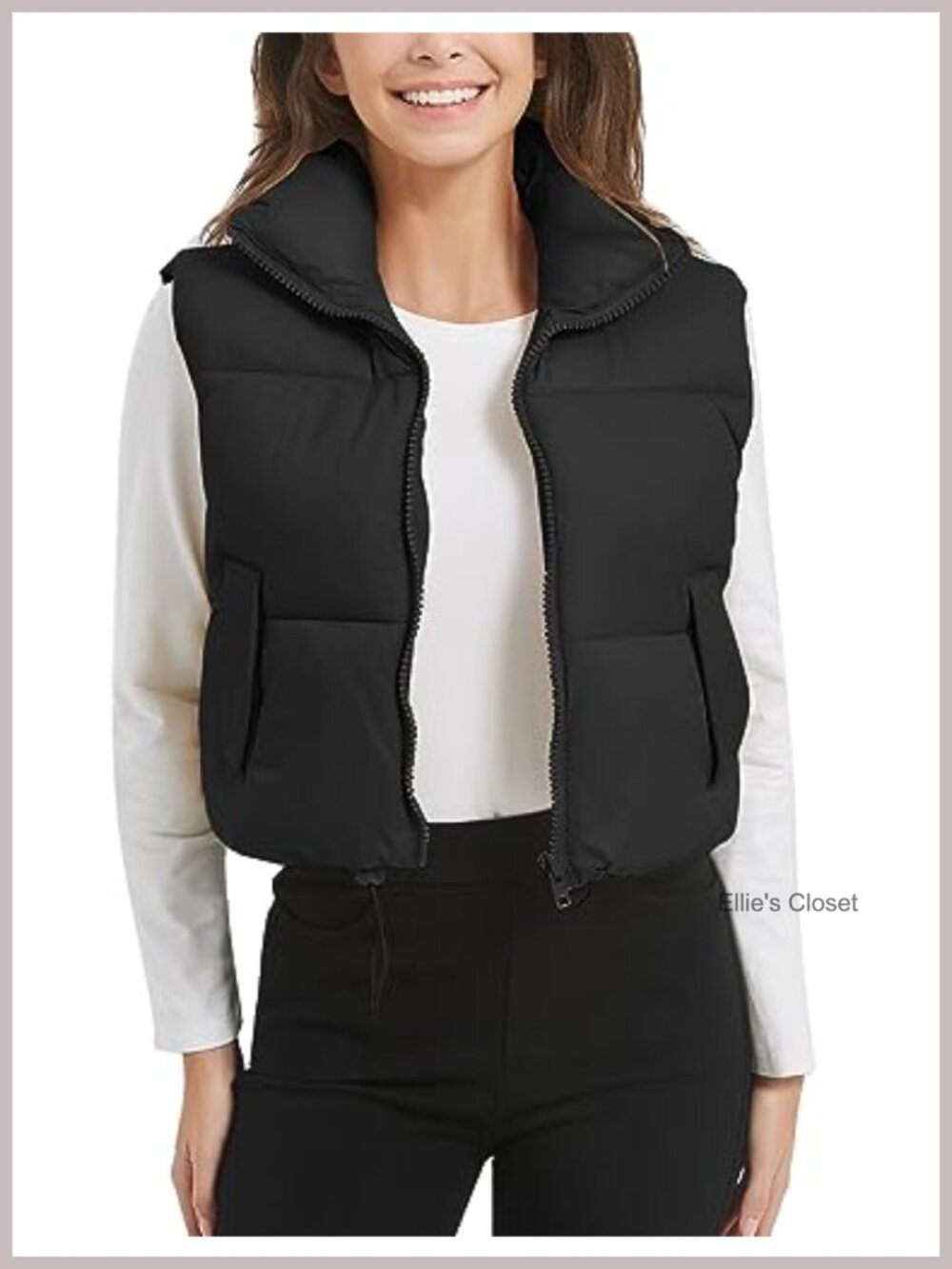 Lightweight Cropped Puffer Vest Zip Up Stand Collar Sleeveless Winter Down Vest
